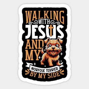 Jesus and dog - Norfolk Terrier Sticker